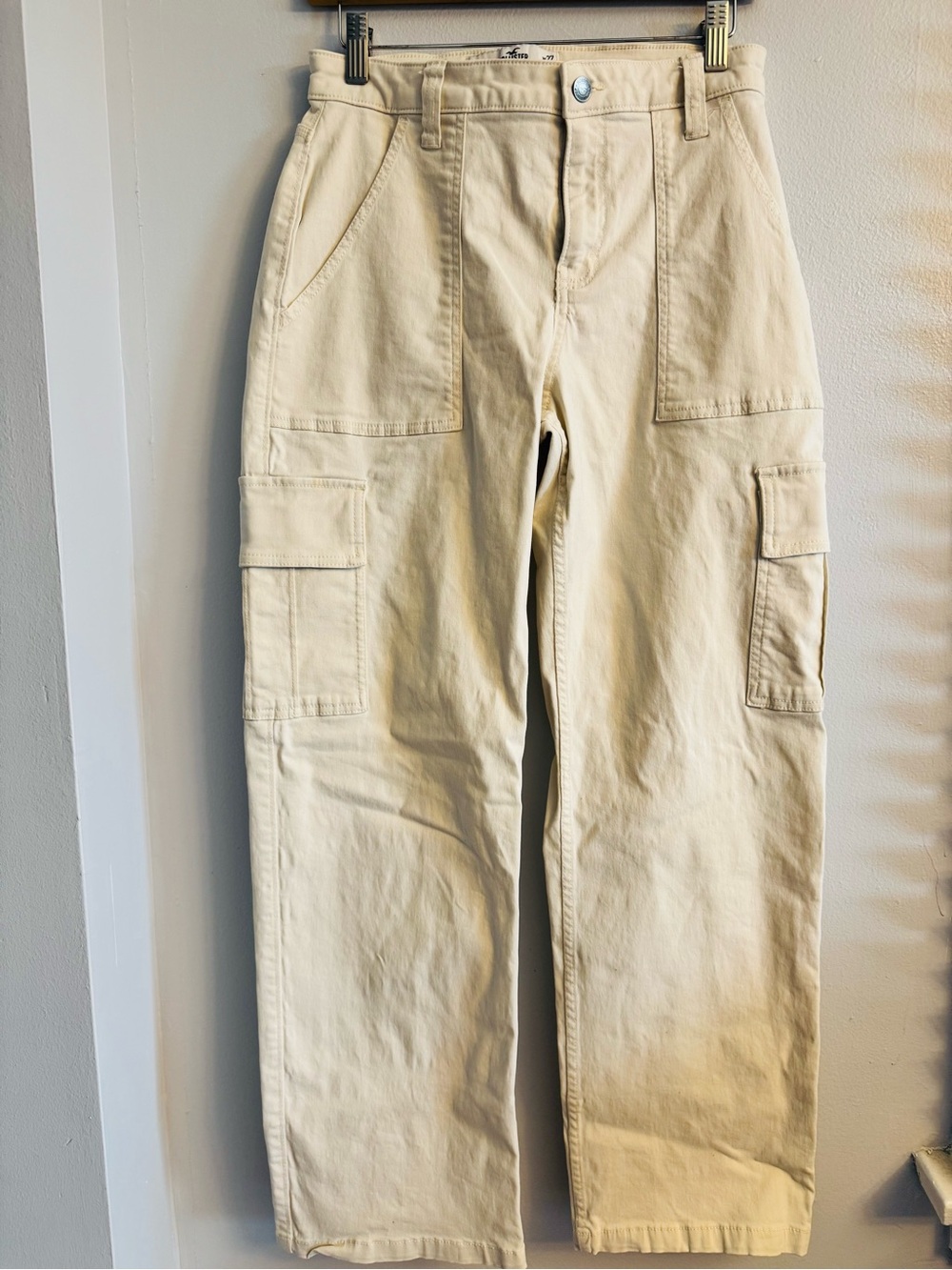 Hollister High Rise Utility Dad Pants‎ Cream Ivory Cargo W27 5R Y2K Baggy